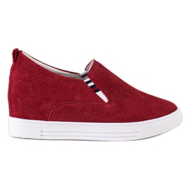 Filippo Zapatos de cuña de cuero rojo