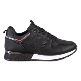 SHELOVET Zapatillas Negras Con Patrones negro