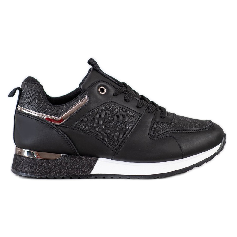 SHELOVET Zapatillas Negras Con Patrones negro