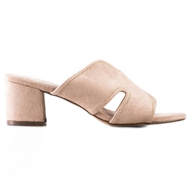 S. BARSKI Pantuflas de gamuza elegantes beige dorado
