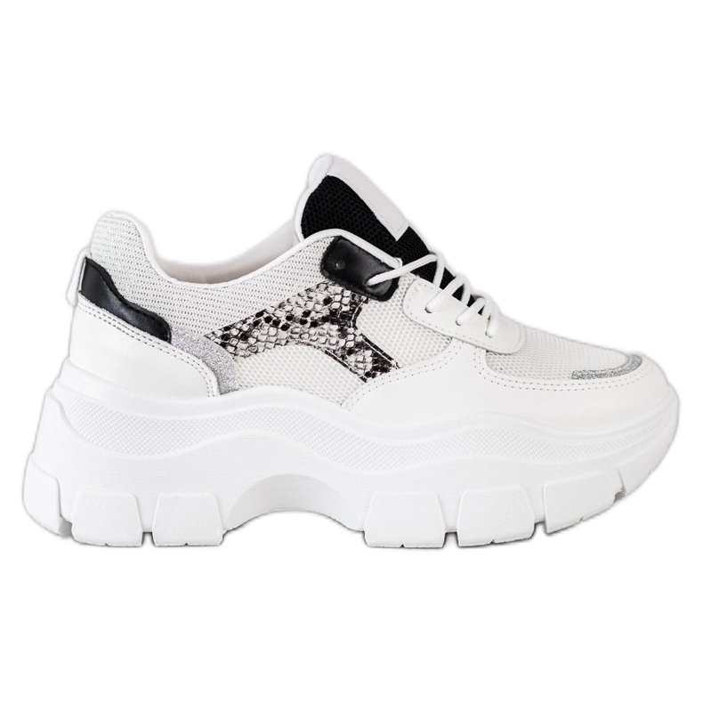 SHELOVET Zapatillas elegantes con purpurina blanco negro plata