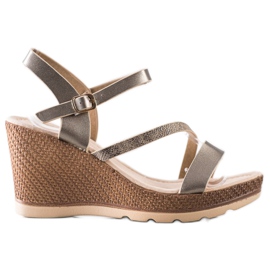 Sabatina Sandalias plateadas en cuña beige