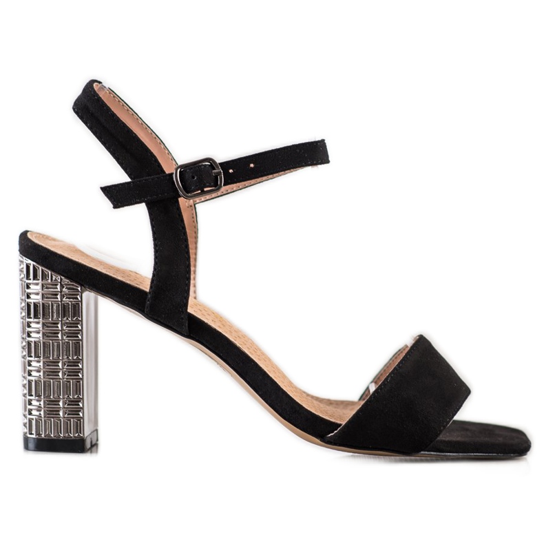 S. BARSKI Sandalias clásicas con tacón decorativo S.BARSKI negro plata