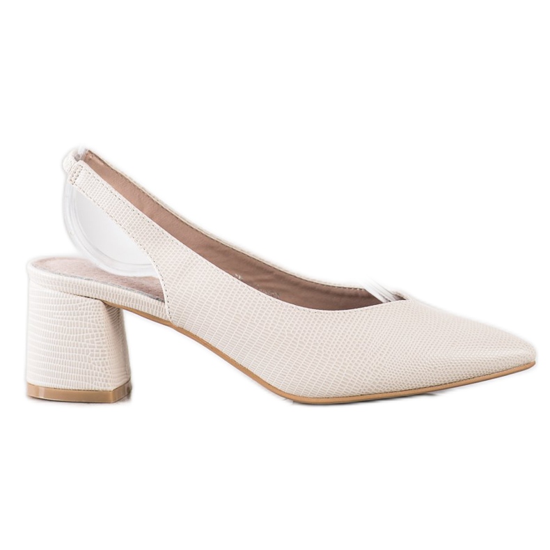 Goodin Bombas elegantes con talón expuesto beige