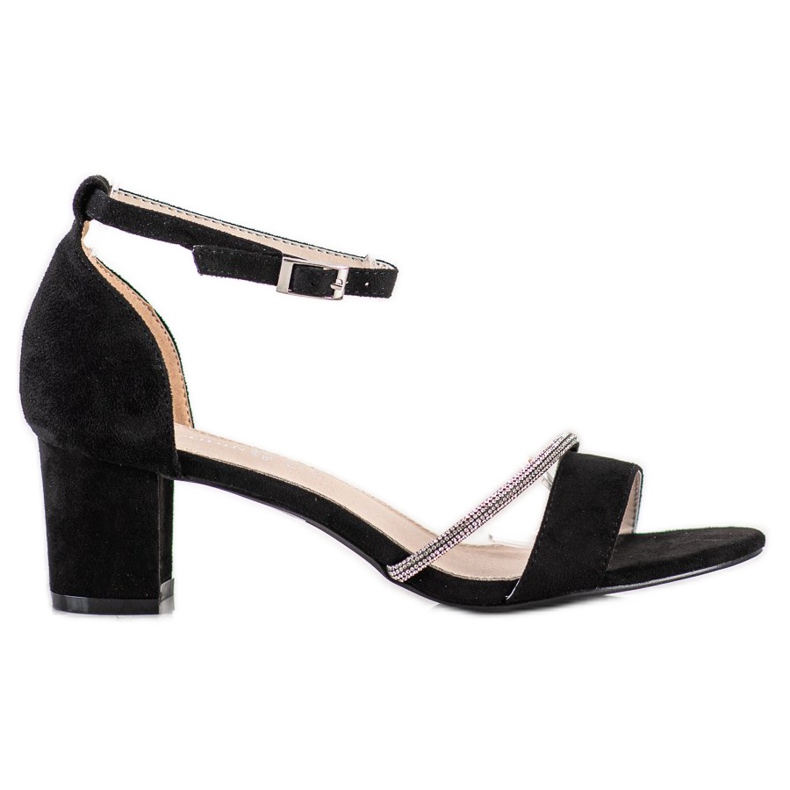Goodin Sandalias Elegantes Con Circonita negro plata