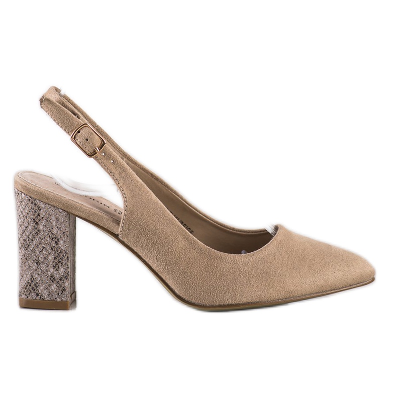Goodin Zapatos de salón de ante con talón cubierto beige
