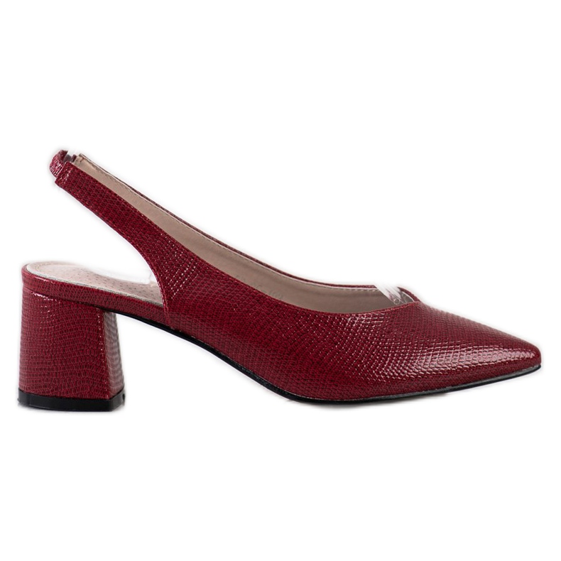 Goodin Bombas elegantes con talón expuesto rojo