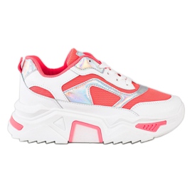 SHELOVET Zapatillas en la plataforma con malla blanco rojo
