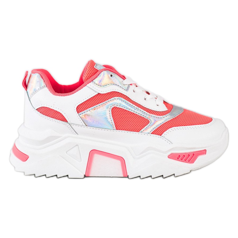 SHELOVET Zapatillas en la plataforma con malla blanco rojo