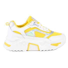 SHELOVET Zapatillas en la plataforma con malla blanco amarillo