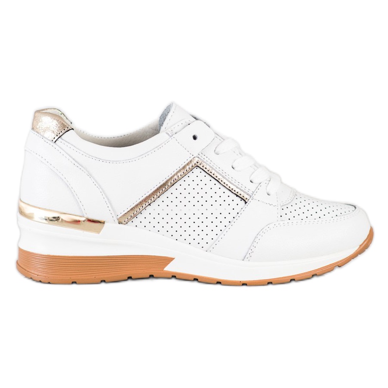 Goodin Zapatillas de cuero blancas blanco dorado
