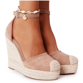 MSMG Sandalias de Cuña Aguacate Marrón Claro beige MSMG Sandalias de Cuña Aguacate Marrón Claro beige