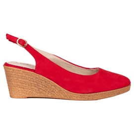 Goodin Bombas de cuña cómodas rojo