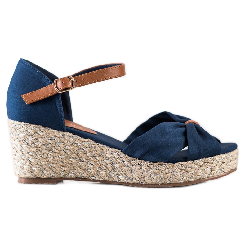 Goodin Sandalias de cuña textil azul marino