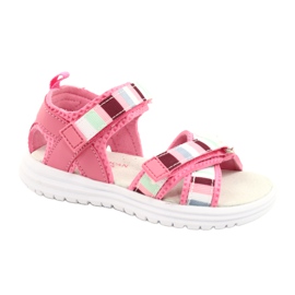 American Club Sandalias de niñas de cuero Velcro Insert Arman Club Pink RL44/21 rosa