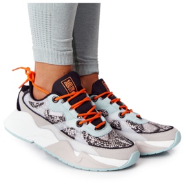 Zapatos Deportivos Mujer Memory Foam Big Star HH274324 Gris-Verde naranja