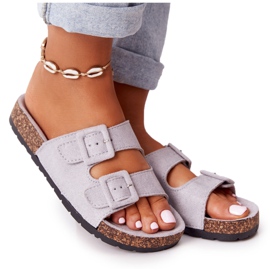 MSMG Pantuflas de ante gris Jennifer con suela de corcho MSMG Pantuflas de ante gris Jennifer con suela de corcho