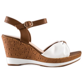 Sandalias de moda en cuña Sergio Leone blanco marrón