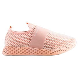 SHELOVET Zapatillas sin cordones con malla rosa