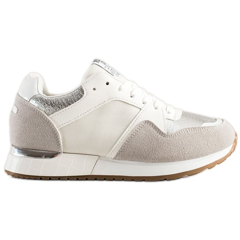SHELOVET Zapatillas de deporte blancas y grises con estilo blanco SHELOVET Zapatillas de deporte blancas y grises con estilo blanco