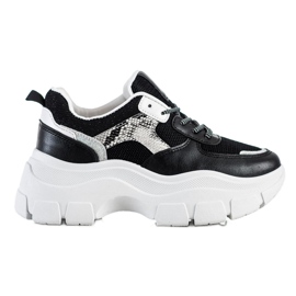 SHELOVET Zapatillas elegantes con purpurina negro