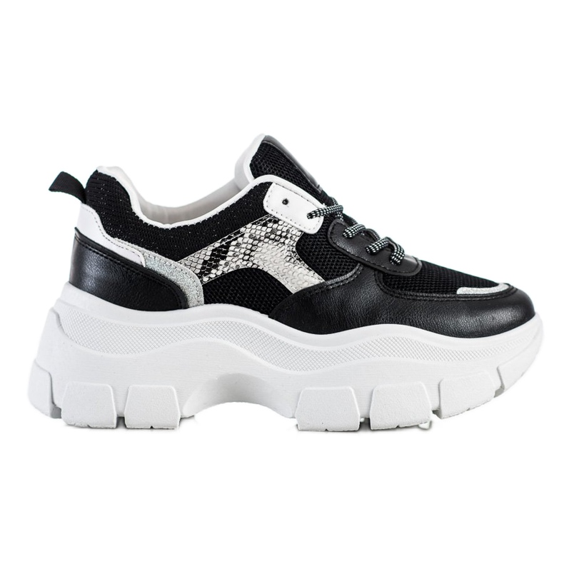SHELOVET Zapatillas elegantes con purpurina negro