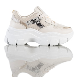 SHELOVET Zapatillas elegantes con purpurina beige