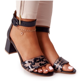 Sandalias Piel Tacón Alto Maciejka 04141-46 Negro-Dorado