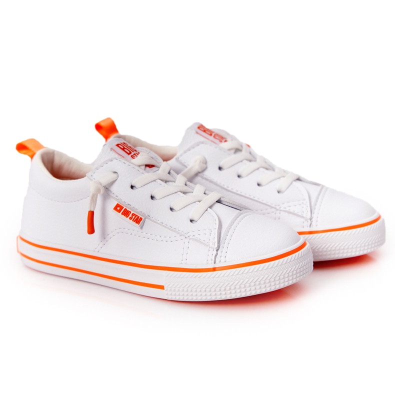Zapatilla infantil de piel ecológica Big Star HH374036 Blanco-Naranja