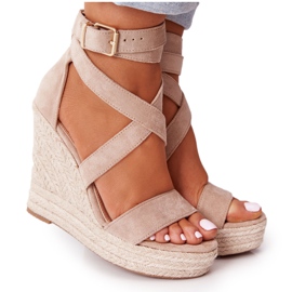 MSMG Sandalias de cuña con trenzas lanzarote beige MSMG Sandalias de cuña con trenzas lanzarote beige
