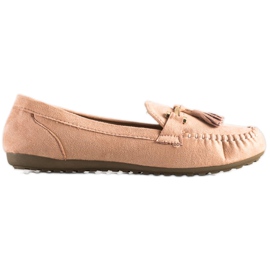 Queentina Mocasines de gamuza de moda beige rosa