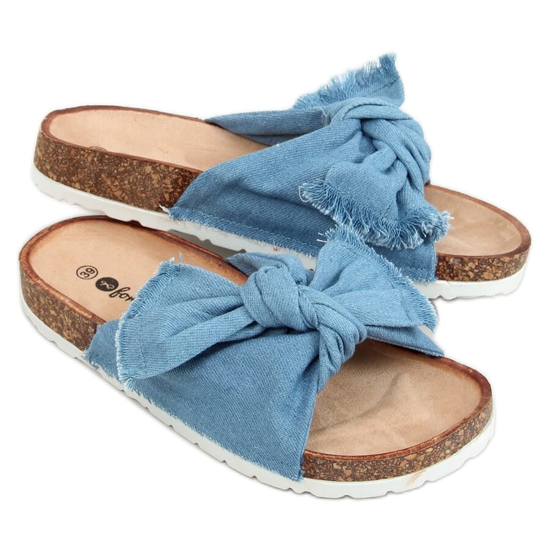 Pantuflas de corcho de algodón azul WS11 L.BLUE Pantuflas de corcho de algodón azul WS11 L.BLUE