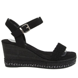 Negro LL-31 Sandalias de cuña negras