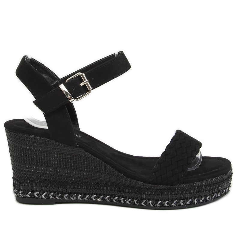 Negro LL-31 Sandalias de cuña negras