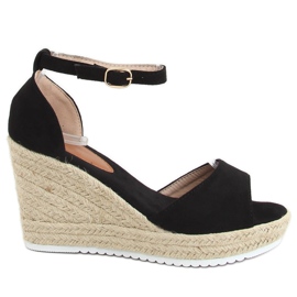 Sandalias negras alpargatas con cuñas 888-89 Negro