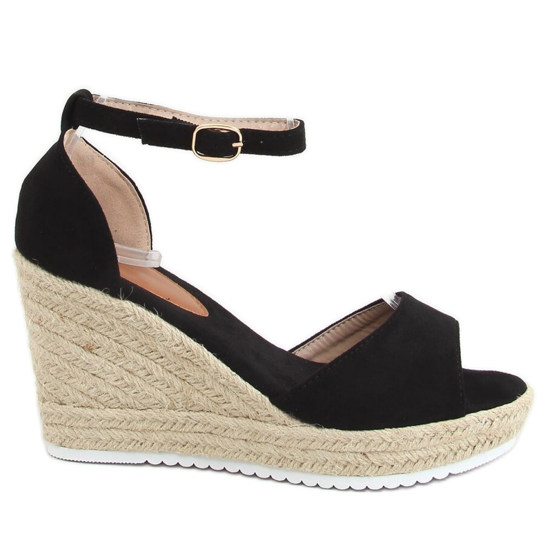 Sandalias negras alpargatas con cuñas 888-89 Negro