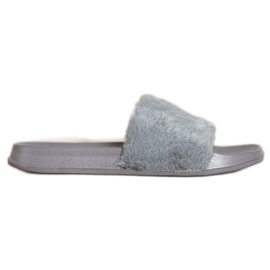 SHELOVET Pantuflas Ligeras Con Piel gris