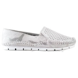 Goodin Mocasines de Piel Plateados gris
