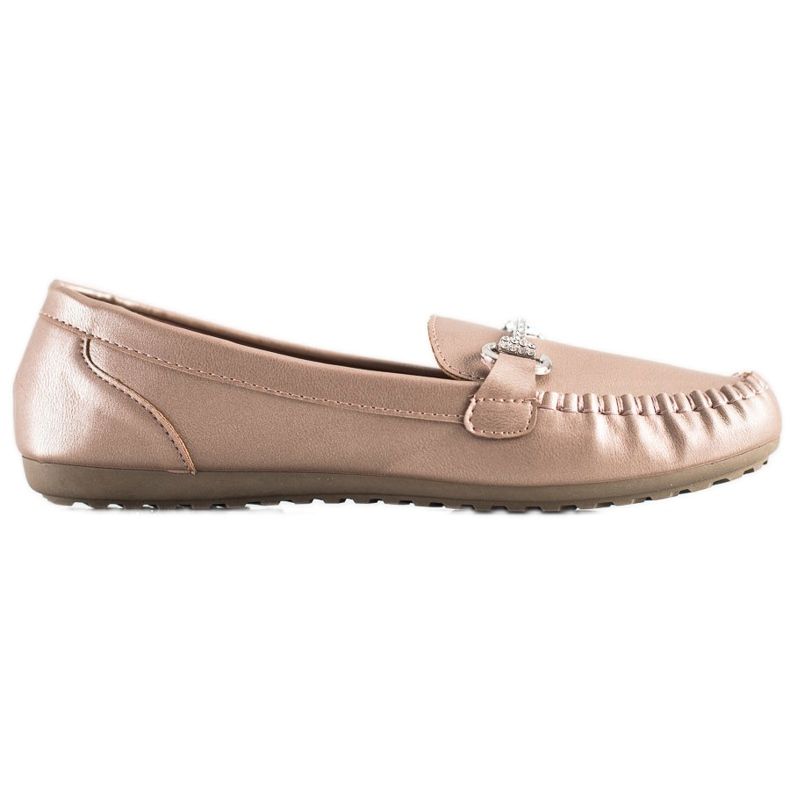 Queentina Mocasines elegantes con circonita beige