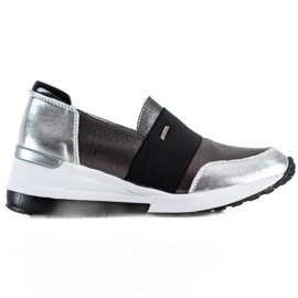 Goodin Zapatillas de cuero plateadas plata gris