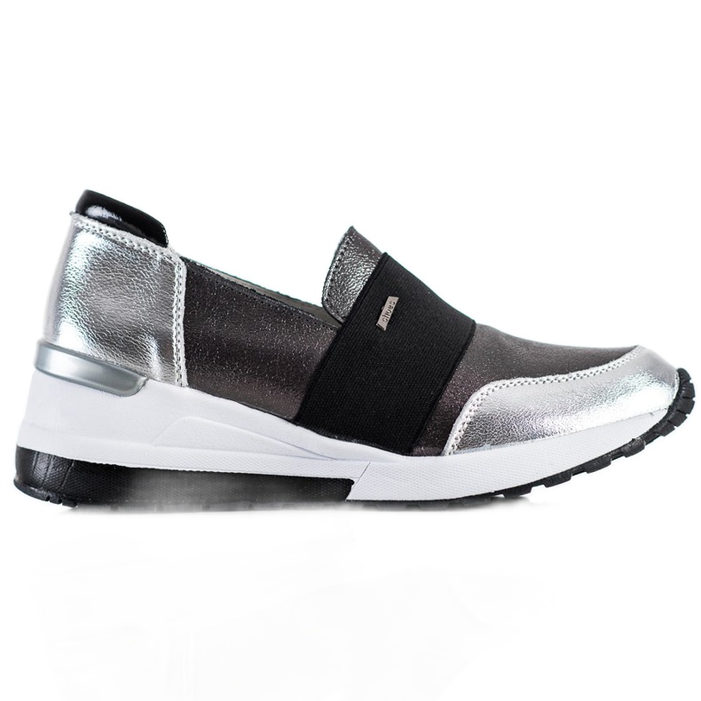 Goodin Zapatillas de cuero plateadas plata gris