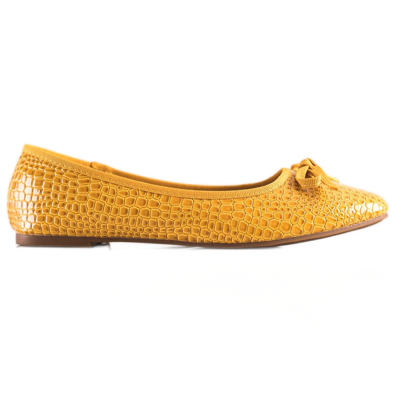 Goodin Bailarinas de cuero ecológico amarillo Goodin Bailarinas de cuero ecológico amarillo