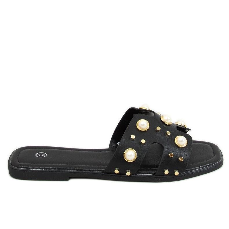 Zapatillas negras con perlas GQ33 Negro