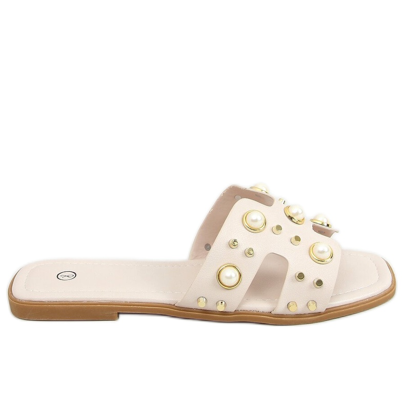 Zapatillas beige con perlas GQ33 Beige