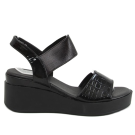 Sandalias negras con cuña 3193 Negro
