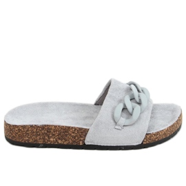 Zapatillas de corcho gris con cadena DZ907 Gris