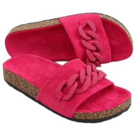 Pantuflas de corcho rosa fucsia con cadena DZ907 Melocotón rosado