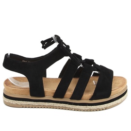 Black W86 Sandalias alpargatas negras negro