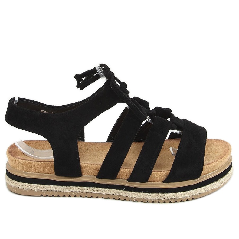 Black W86 Sandalias alpargatas negras negro