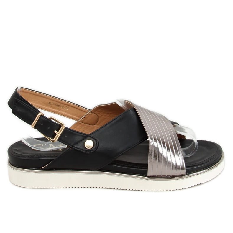 Sandalias de mujer negras MJF745-9 Black negro plata